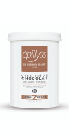 A white 20oz container of Epillyss Chocolate Wax; with a soft chocolate brown label 